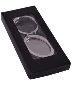 Branded oval keyring in box